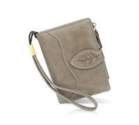 conisy Portefeuille Femme Cuir Grande capacité, Court Sac d'argent Femmes avec Petit Zippé Porte Monnaie et RFID Blocage (Gris)