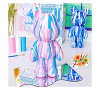 Coniuty Kit de peinture vierge à faire soi-même - Motif ours fluide - Multicolore - Pour décoration de la maison (rose, ours fluide)