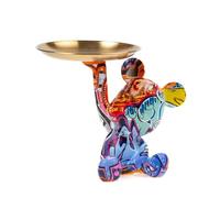 Coniuty Plateau à clés pour Bureau, Sculpture d'ours en Animal, Statue de décoration d'intérieur, Plateau de Rangement pour Table d'entrée (Graffiti)