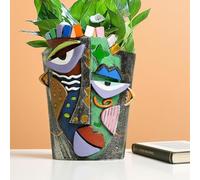 Coniuty Pot de plantes, visage abstrait, tête de Picasso, pour plantes d'intérieur, visage amusant, vase succulent coloré, pour jardin, extérieur et décoration de la maison (E)
