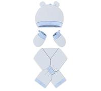 CONJUNTO DE GUANTES, GORRO Y BUFANDA PARA RECIÉN NACIDOS DE 0 A 6 MESES COLOR CELESTE