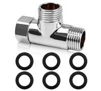 CONJURAIDE Raccord en T 1/2" en laiton avec 6 rondelles, adaptateur en forme de T à 3 voies pour robinet d'eau potable (diamètre 20 mm)