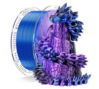 Conjure filament PLA silk multicolore tricolore 1,75 mm pour imprimante 3d, effet soie, noir bleu violet, bobine 1 kg