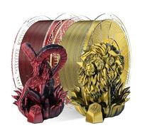 Conjure lot filament PLA silk bicolore 1,75 mm pour imprimante 3d, effet soie, noir rouge et noir or, 2 kg (2×1 kg)