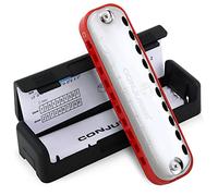 Conjurer Blues Harmonica diatonique en Do majeur pour débutants et enfants - 10 trous - Avec anches en laiton de qualité supérieure et son exceptionnel - Rouge