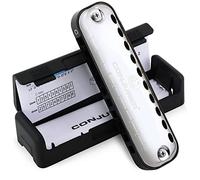 Conjurer Blues Harmonica diatonique en Do majeur pour débutants et enfants - 10 trous - Avec anches en laiton de qualité supérieure et son exceptionnel - 1007 C - Noir