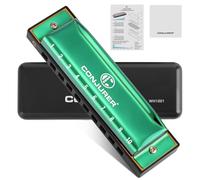 Conjurer Blues Harmonica en Do - Harmonica Blues pour débutants - C - 10 trous - Harmonica diatonique - Instrument Muntamonika avec languettes en laiton de haute qualité et son exceptionnel - Vert