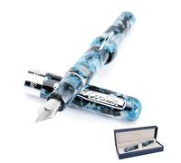 Conklin Mark Twain Crescent Filler Stylo-plume Bleu avec bordure chromée Pointe extra fine Instrument d'écriture de luxe