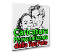 ConKrea - Caricature de votre photo personnalisée | 100 x 100 cm | Style Caricature noir et blanc | Tableau sur toile | Idée cadeau amusante pour les familles et les couples