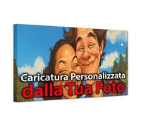 ConKrea - Caricature de votre photo personnalisée | 50 x 30 cm | Style Caricature colorée | Tableau sur toile | Idée cadeau amusante pour les familles et les couples