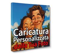 ConKrea - Caricature de votre photo personnalisée | 50 x 50 cm | Style Caricature colorée | Tableau sur toile | Idée cadeau amusante pour les familles et les couples