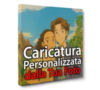 ConKrea - Caricature personnalisée de votre photo | 30 x 30 cm | Style dessin animé Anime Manga japonais | Tableau sur toile | Idée cadeau amusante pour les familles et les couples