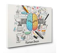 ConKrea - Tableau sur toile encadré prêt à accrocher - Cerveau Idea Concept - Psychologie - Brainstorm Business - 70 x 100 cm - Sans cadre - (cod.2853)