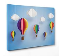 ConKrea Tableau sur toile - encadré - Prêt à accrocher - Montgolfières - Enfants Décoration chambre - 50 x 70 cm - Sans cadre - (code 2264)