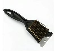 ConKrian Brosse de barbecue 3 en 1 en fil de laiton avec grattoir - 20 cm - Design ergonomique - Poils en laiton extrêmement denses - Résistant à la chaleur et doux pour le revêtement de la grille de