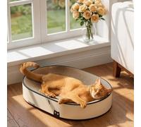 Conlun Griffoir Chat Ovale 2 en 1 - Lit et Grattoir Carton Durable pour Dormir, Protège Vos Meubles, Planche à Griffer Haute Densité, Grand (50 x 35 x 9 cm)