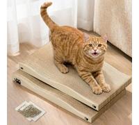 Conlun - Griffoir pour Chat en Carton Ondulé Double Face, Durable et Recyclable avec Herbe à Chat - Idéal pour Protéger Les Meubles (2 Pièces)