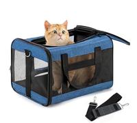 Conlun Porte-Chat Approuvé, Transport pour Chien Souple avec Laisse intérieure, pour Chats et Chiots Jusqu’à 7 kg, Sac de Voyage Pliable -Bleu,M