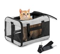 Conlun Transporteur pour Chien Souple, Sac pour Chat avec Laisse intérieure, Transport pour Grands Chats et Chiens Moyens Jusqu’à 7 kg, Sac Pliable pour Chiots -Gris,M