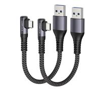 CONMDEX Câble USB vers USB C à angle droit 20cm/0,2m 10Gbit/s Type C Android Auto USB 3.1 Gen2 3.1A QC3.0 A vers C Charge rapide pour iPhone 15 Pro max Samsung Note20 Galaxy S23/S22/S21 Pixel 8 2Pack