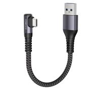 CONMDEX Câble USB vers USB C court coudé USB3.1 Gen2 20 cm 10 Gbit/s Câble de données Type C Android Auto 3.1A QC3.0 Charge rapide de A à C pour iPhone 17/16 Pro Max Samsung Note20 Galaxy S25/S24/S23