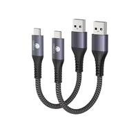 CONMDEX Lot de 2 câbles USB A vers USB C 10 Gbit/s (0,5 m, 0,5 m) USB 3.1 Gen 2 court de transfert de données de type C, charge rapide Carplay Android Auto USB C pour iPhone 17 Air 16 Plus 17 16 Pro