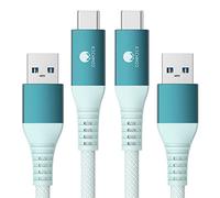 CONMDEX Lot de 2 câbles USB C courts 50CM/0,5M 10Gbps USB 3.1 Gen2 Type C Android Auto QC3.0 3,1 A USB A vers C Chargeur rapide pour Samsung Note20 Galaxy S23/S22 Z Flip 5 Tab S9 Pixel 8 Vert