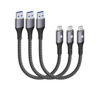 CONMDEX Lot de 3 câbles USB C courts 20 cm/0,2 m 10 Gbps USB3.1 Gen2 Type C Android Auto QC3.0 3,1 A USB A vers C Chargeur rapide pour Samsung Note20 Galaxy S24/S23/S22 Galaxy Z Flip5 Tab S9 Pixel 8