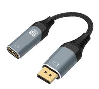 ConnBull Câble DisplayPort vers HDMI 8K, DP 1.4 Mâle à HDMI 2.1 Femelle Adaptateur Câble Convertisseur Supporte 8K@60Hz/4K@120Hz pour Moniteur, Projecteur, Ordinateur, TV, AMD, NVIDIA, etc., 0.25m