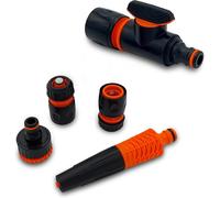 CONNECT-2241 Kit de raccordement Robinet d'arrêt pour tuyau d'arrosage Kit de raccordement d'eau avec raccord de tuyau - Raccord de robinet - Pistolet à eau (vanne de régulation + kit