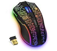 Souris sans fil gaming Doodle 3 | Souris gaming sans fil RGB 4800 DPI | 2.4G Souris sans fil gaming USB | Léger, 6 touches programmables, adapté à différents profils de gaming, Autonomie 70h
