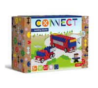 Connect Trefl Bricks de Construction Ensemble 2en1, Bus/Voiture avec remorque - 160 Pièces : 155 Bricks + Figurine 5 Bricks, pour Adultes et Enfants à partir de 5 Ans