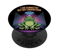 Connected But Not Understood - Absurd Frog WiFi Vaporwave PopSockets PopGrip Adhésif