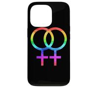 Connected Female Symbols Watercolor Rainbow Lesbian Women Coque pour iPhone 13 Pro