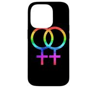 Connected Female Symbols Watercolor Rainbow Lesbian Women Coque pour iPhone 14 Pro