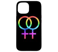 Connected Female Symbols Watercolor Rainbow Lesbian Women Coque pour iPhone 15