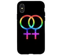Connected Female Symbols Watercolor Rainbow Lesbian Women Coque pour iPhone X/XS