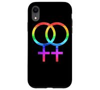 Connected Female Symbols Watercolor Rainbow Lesbian Women Coque pour iPhone XR