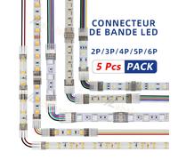 Connecteur à 2/3/4/5/6 broches pour les bandes lumineuses LED IP20 IP65 5050 3528 2835 de 8mm, 10mm et 12mm avec bride de fixation pour connexion rapide au câble Wire Corner
