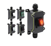 Connecteur à courant élevé 30A, cordon d'alimentation extérieur en ligne, 110V-220V, 12V-24V, interrupteur à bascule marin, marche/arrêt, boîte de jonction étanche IP67(0323,Blue-LED,12V-24V)