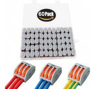 Connecteur à écrou à levier, conducteurs assortis CESFONJER, connecteur de fils électriques compacts unilatéraux, bornier à poussoir, connecteurs d'épissure 60 connecteurs câble pour câble 28-12 AWG