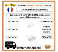 Connecteur à sertir 8P8C RJ45 CAT5e STP peigne séparé pour monobrin - multibrin