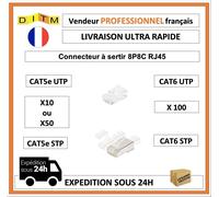Connecteur à sertir 8P8C RJ45 CAT5e UTP - lots de 10, 20, 50 ou 100