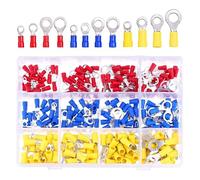 Connecteur à sertir de fil, anneau d'extrémité isolé, ensemble de bornes à sertir, bornes de fil électrique étanches, cosse de câble, anneau à sertir, 240 pièces(240pcs)