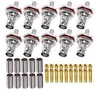 Connecteur à sertir femelle BNC TUOLNK BNC connecteur de montage sur prise de cloison femelle étanche paquet de 10 pour câble Coaxial RG179 RG58 RG174