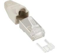 Connecteur à sertir InLine® RJ45 8P8C blindé avec filetage + protection anti-pliage gris 10 pcs. Gris G