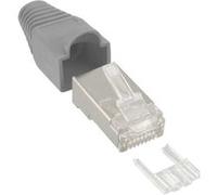 Connecteur à sertir InLine® RJ45 8P8C blindé avec filetage + protection anti-pliage gris 10 pcs. Gris G