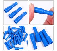 Connecteur à Sertir Isolé 100 Pièces PVC 16-14 Awg | Étanche, Gaine à Collerette et Butée Interne, pour Câbles 1,5-2,5 Mm², Usage Pro