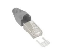Connectique Audio / Vidéo InLine Connecteur à sertir RJ45 8P8C blindé avec filetage + protection anti-pliage gris 10 pcs.