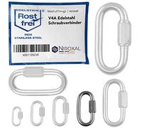 Connecteur à vis en acier inoxydable V4A de 6 mm - Mousqueton à vis - Connecteur de chaîne - 1200 kg - Maillon d'urgence - Connecteur rapide - Porte-clés d'urgence